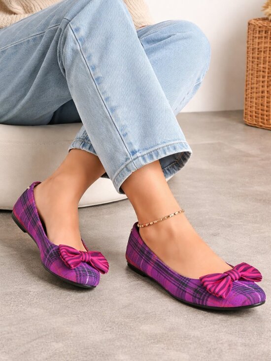 Coach Shoes - Coach Poppy Cambria Tartan Plaid Ballet Flats Size 6B Bow Detail Multicolor